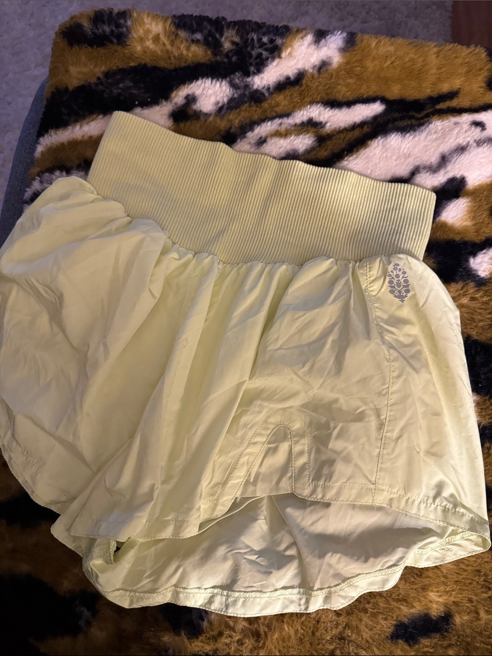Free People Pale Yellow Athletic Skort